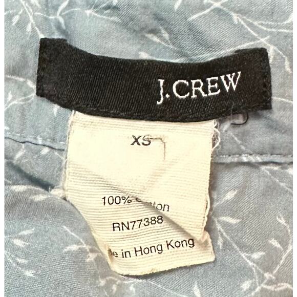 2/$30 J. Crew Ditsy Floral Print Cotton Shirt Blue Button Front Pockets Size XS - Picture 10 of 11